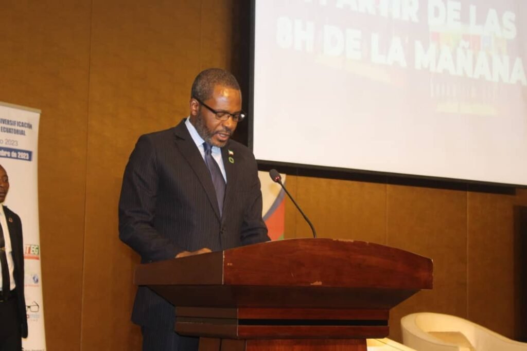 Mbaga Obiang durante el discurso