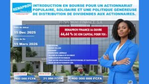 Renaprov Finance SA se prepara para cotizar en la BVMAC con una captación prevista de 8.400 millones de FCFA