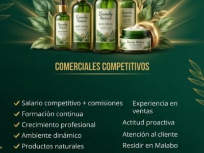 Sandy Beauty S.L. abre un proceso de selección para incorporar comerciales en Malabo