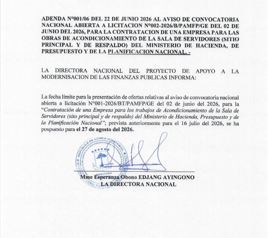 PAMFP amplia el plazo a las empresas para depositar sus expedientes y ofertas de licitación.